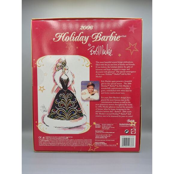 46)2006 Holiday Barbie Doll By Dress Designer Bob Mackie. Barbie Collectr Series - Picture 8 of 10